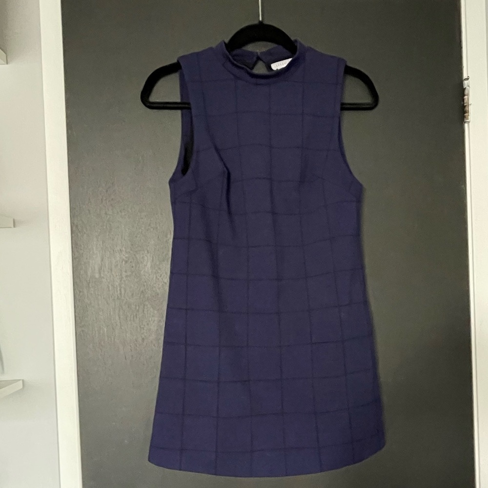 Urban Outfitters Cooperative Navy Check Print Dress - Size Small